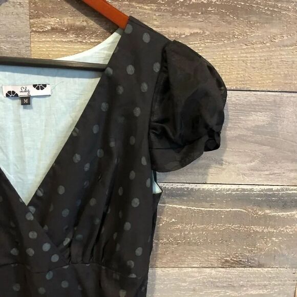 Lily sheer layered pale blue black a line M - Picture 2 of 4